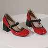 Sapatos Baixos de Couro com Solado Macio de Borracha 44, Sapatos de Salto Único de Couro Patentado para Travessia de Fronteira, Saltos Altos Vermelhos 46, Design com Fivela para Todas as Estações, Couro Patentado 48