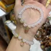 Pulsera Nueva de Ágata Blanca Natural Otoño e Invierno para Mujer, Pulsera de Ágata Fuente de Sal Melocotón