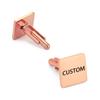 Comercio exterior caliente personalizado acero inoxidable marcado láser puños cuadrados lisos acero inoxidable chapado en oro real broche joyería