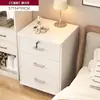 Mesa de noche móvil con ruedas, diseño simple con cerradura, gabinete multifuncional para sala de estar con ruedas giratorias, gabinete bajo para uso junto a la cama en dormitorio del hogar