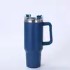 Copo Térmico com Canudo Estilo Stanley Transfronteiriço, Primeira Geração 40oz Grande Capacidade para Carro, Copo de Gelo de Aço Inoxidável de Camada Dupla