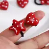 Nuevo Lindo Elástico para el Cabello Rojo de Estrella de Cinco Puntas para Niños con Puntos Blancos y Diseño de Esmalte en Forma de Corazón, Suave con el Cabello