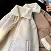 Chaqueta Cálida con Forro de Borrego Grueso de Ante y Piel para Otoño e Invierno, Chaqueta de Cuero Holgada PY8815