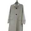 Elegante Abrigo de Lana Doble Faz con Cuello Alto para Mujer 2025 Nueva Versión Coreana de Alta Gama Elegante Abrigo de Lana Ceñido con Cinturón