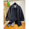 Casaco Trench Coat de Lapela Estilo Britânico Comprimento Médio Feminino Outono Nova Moda Solto Emagrecedor Temperamento Versátil Redutor de Idade Jaqueta