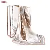 Outono e Inverno novo elegante artístico agasalho xale decorativo estampado da moda lenço quadrado 90 seda sarja lenço de seda