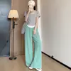 Pantalones Sueltos Casuales Anti-Mosquitos H348, Pantalones Delgados de Cintura Alta Rectos para Mujer, Pantalones Anchos Relajados de Primavera y Otoño