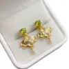 Pendientes Transfronterizos de Peridoto Natural Accesorios para Mujer Nicho Alta Gama Joyería de Plata 925 5*5mm Moda Directo de Fábrica