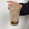 Taza de vidrio apilable estilo retro con rayas verticales para café, taza para latte americano helado, taza de café, taza de gran capacidad para bebidas, vaso de agua