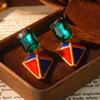Aretes Retro Occidentales Esmaltados Geométricos vintage Geométricos Alta Textura Moda Francesa Medievo Antiguo Nicho