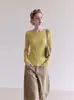 Nuevo Top de Punto para Mujer Otoño Minimalista Francés Texturizado Rayas Horizontales Adelgazante Versátil