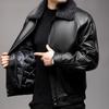 Chaqueta de Cuero Genuino de Plumón de Ganso Hengyuanxiang para Hombre 2024 Otoño e Invierno Nueva Chaqueta para Hombre con Cuello de Cuero de Lana Desmontable