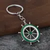 Venta Caliente Transfronteriza Joyería Estilo Europeo Americano Coreano Estilo Marino Combinación de Ancla y Timón Llavero Colgante Azul y Blanco