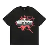 Hermosa Moda Hell Star Ins Mismo Estilo Vintage Estampado Top para Hombre y Mujer Casual a la Moda Algodón Puro Lavable Camiseta de Manga Corta