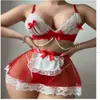 Comércio Exterior Transfronteiriço Lingerie Erótica, Renda e Tule Transparente Sexy Fantasia de Empregada Uniforme Tentação, Conjuntos Eróticos no Atacado