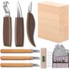 Cuchillo para tallar de acero al cromo vanadio nogal 20 en uno, cuchillo para cortar madera, cuchillo raspador de madera, cuchillo cuchara, juego de tallado para carpintería