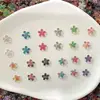 Joias para Nail Art Flor de Cinco Pétalas Colorida com Efeito Degradê Brilhante Gelo Transparente Florzinha Pequena Diamante para Unhas DIY Acessórios de Joias Feitos à Mão