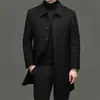 Abrigo de Cachemira Doble Cara para Invierno Abrigo de Lana de Longitud Media para Hombre Forro de Plumas Top Grueso de Lana con Botones