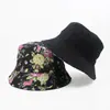 Chapéu balde estampado com flores dupla face para homens e mulheres, chapéu de proteção solar, chapéu moderno para atividades ao ar livre, versátil para primavera e verão