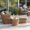 Conjunto Criativo de Sofá de Vime para Exterior Pátio Villa Jardim Impermeável Protetor Solar Varanda Externa Mobília Trançada de Lazer