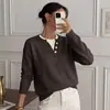 TikTok Otoño Venta Caliente Suéter Estilo Coreano Simple Europeo y Americano Transfronterizo Suéter de Punto Falso de Dos Piezas Medio Botón para Mujer