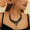 Explosiones Transfronterizas Conjunto de Collar y Pendientes de Novia con Pedrería Europea y Americana para Banquete Fiesta Moda Exagerada Combinación con Vestido de Mujer