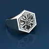 Anel de Diamante Hexagonal Mais Vendido da Amazon Cobre Inlaid com Zircônia Comércio Eletrônico Transfronteiriço Suprimento Anel Masculino Europeu e Americano Atacado
