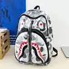 Mochila de Tiburón Completamente Estampada Más Vendida, Mochila para Estudiante de Gran Capacidad, Mochila Casual para Estudiante Universitario que Protege la Columna Vertebral