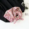 Pañuelo de Seda Floral Artístico y Fresco, Pañuelo Cuadrado Pequeño para el Cuello, Estilo Coreano, 58cm, Pañuelo de Seda 100% Algodón, Tacto de Alta Gama, Cinta para el Cabello, Pañuelo Decorativo para el Cuello