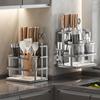 Soporte para Cuchillos Estante de Almacenamiento de Cocina Montado en Pared Sin Taladro Drenaje Soporte para Palillos Organizador de Cuchillos y Utensilios de Cocina de Escritorio para el Hogar