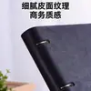 Caderno de Folhas Soltas com 4 Furos e Capa de Couro PU Preto, Páginas Internas Removíveis, Pode Ser Impresso com Logo, Suporta Personalização