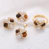 Set de Perlas DIY Estilo Melard Vintage Piedra Ojo de Tigre Diseño de Alta Gama Cruz Tres Piezas Accesorios de Joyería