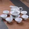 Conjunto de chá de cerâmica azul e branca, infusor de chá doméstico, gaiwan Kung Fu, conjunto completo de xícaras de chá simples, loja de fábrica atacadista transfronteiriça