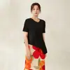 Directo de Fábrica Miyaike Camiseta para Mujer Camiseta de Manga Corta de Alta Gama Holgada Adelgazante Irregular Moda Rejuvenecedora Top Versátil