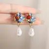 Pendientes Retro Franceses de Perla Gota de Agua Estilo Palacio Modernos Elegantes Pendientes Vintage Medievales de Forma Especial para Mujeres