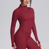Chamarra casual con cierre para exteriores estilo europeo y americano, para correr y yoga, corte entallado, chaqueta de fitness de manga larga para mujer, ropa de yoga para mujer