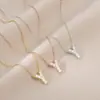 Chapado en oro real circonita cadena para clavícula de temperamento diseño de nicho femenino collar con letra Y collar de personalidad Joker venta al por mayor
