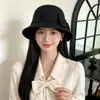 Nuevo Sombrero de Fieltro de Lana de Marca de Moda para Mujer, Sombrero de Cubo Redondo para Primavera y Otoño Estilo Coreano, Sombrero Cloche Retro Británico Versátil de Celebridad de Internet