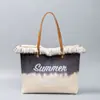 Bolsa Tote Bordada Transfronteiriça, Bolsa de Lona com Franja, Bolsa de Ombro Magnética para o Dia a Dia, Bolsa de Braço, Nova Bolsa de Praia de Ombro, Verão