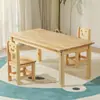 Mesa y silla de madera maciza para jardín de infantes juego de escritorio de madera de pino para niños mesa de aprendizaje de juegos juguetes de educación temprana para bebés
