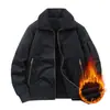 Chaqueta de algodón puro con cuello mao, engrosada, resistente a las arrugas y al desgaste, forrada de polar para invierno, estilo business casual, para hombres de mediana edad