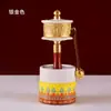 Rueda de Oración Incrustada con Cuentas de Aleación de Cobre, Rueda Dorada de Manivela, Estilo Tíbet, Seis Piezas, Rueda Dorada Pequeña para Uso Doméstico