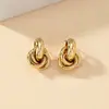 Pendientes Europeos y Americanos de Estilo Transfronterizo, de Círculo Dorado Geométrico, Trenzados Múltiples Capas con Diseño de Nicho, Pendientes de Moda y Versátiles