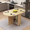 Mesa de comedor plegable para uso doméstico, adecuada para apartamentos pequeños, simple, multifuncional, móvil, con ruedas, rectangular, ideal para propiedades de alquiler