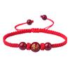 Pulseira de Fio Vermelho Cinnabar Ano do Zodíaco para Mulheres, Pulseira de Fio Vermelho Ágata Vermelha Natural Doze Signos do Zodíaco, Pulseira Cinnabar do Zodíaco