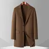 Abrigo de lana de doble cara de longitud media para hombres de mediana edad y jóvenes, de dos botones, corte entallado, chaqueta de lana de doble cara para otoño e invierno, suministro transfronterizo