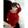 Ropa para Bebé Atuendo de Primavera 2026 Estilo Nuevo Mameluco Rojo para Niñas Pequeñas, Adecuado para Bebés de 100 Días, Ropa Festiva de Primavera y Otoño