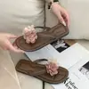 Envío Transfronterizo de E-Commerce de Chanclas Florales para Mujer, Calzado de Verano para Exteriores, Chanclas de Playa de Suela Plana para Mujer