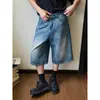 Venta Directa de Fábrica Shorts de Mezclilla Lavada Estilo Retro Americano para Hombres y Mujeres, Marca de Moda Verano Nuevos Pantalones Acortados Casuales Versátiles