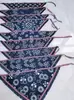 Delantal Infantil Puro Hecho a Mano Algodón Estampado Azul Medio Delantal Ropa para Recolección de Té Tour de Estudio Estilo Étnico Paño para la Cabeza